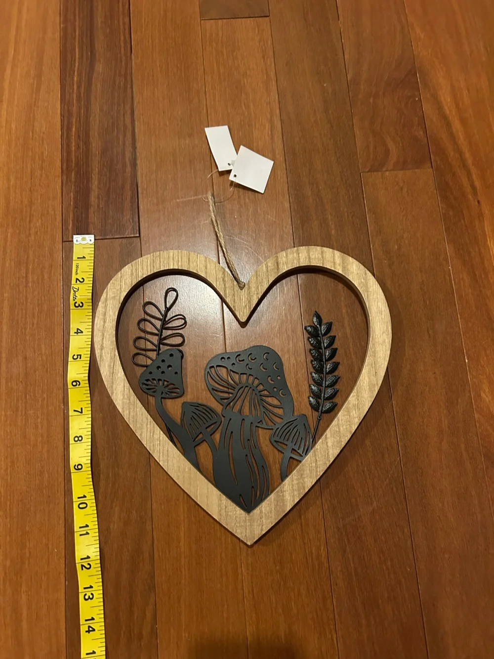Rustic Heart Wall Decor with Black Mushroom Cutout